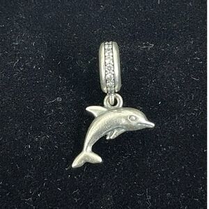 Pandora 925 Sterling Silver Playful Dolphin Dangle Charm 791541CZ